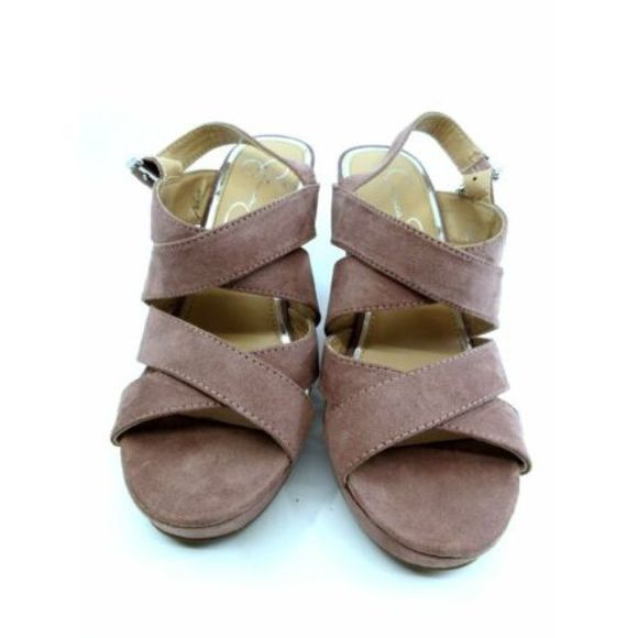 Jessica Simpson Jordie Mauve‎ Suede Platform Strappy Wedge Sandal 7M - Picture 1 of 8